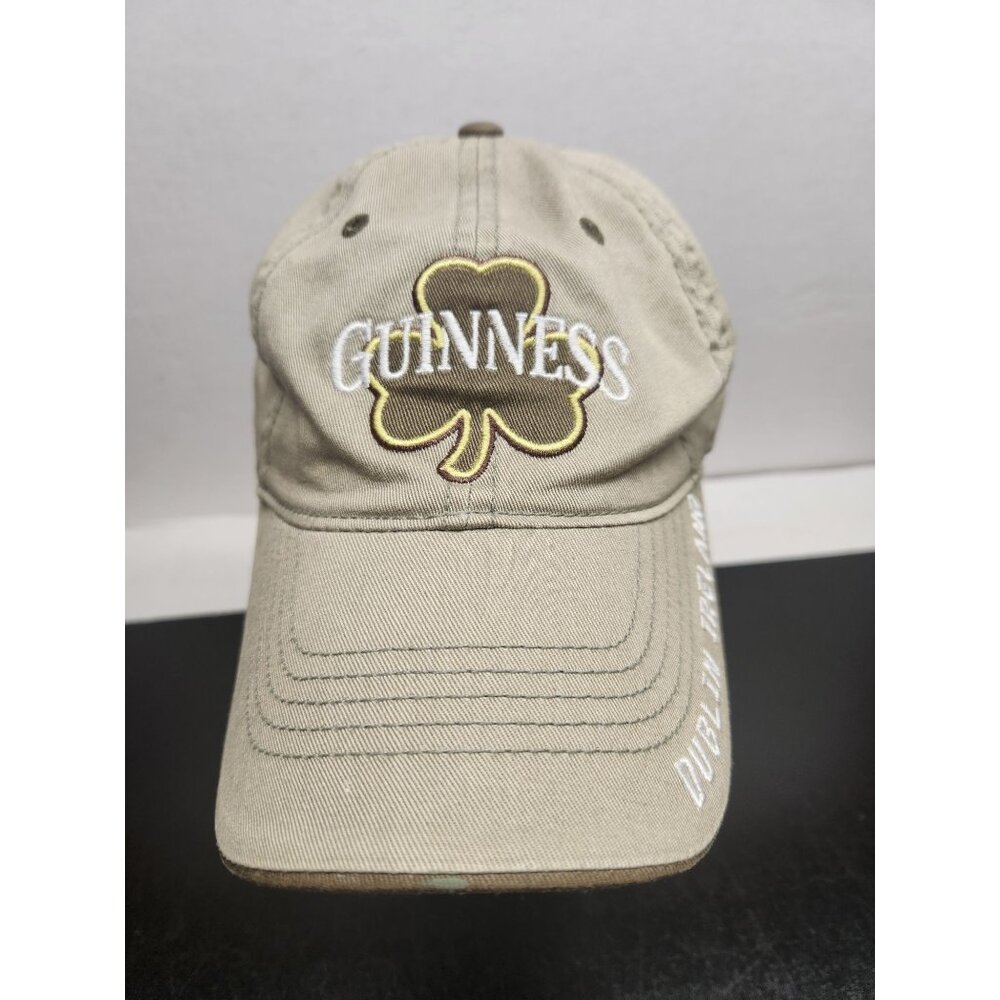 Guinness Khaki Embroidered Shamrock Cap Dublin Ireland Adjustable Strapback Hat